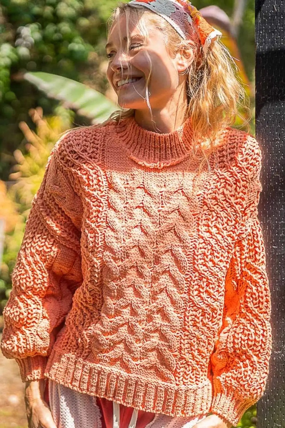 POL Mock Neck Cable Knit Sweater - Trendsi