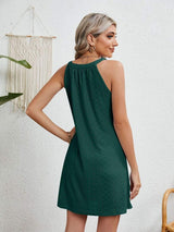 Eyelet Grecian Neck Mini Dress - Trendsi - Flyclothing LLC