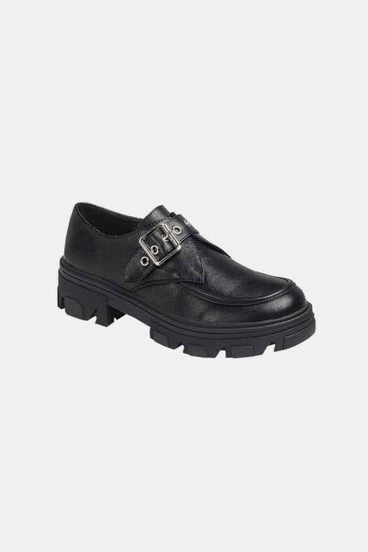Forever Link Buckled Platform Lug Sole Loafers - Trendsi
