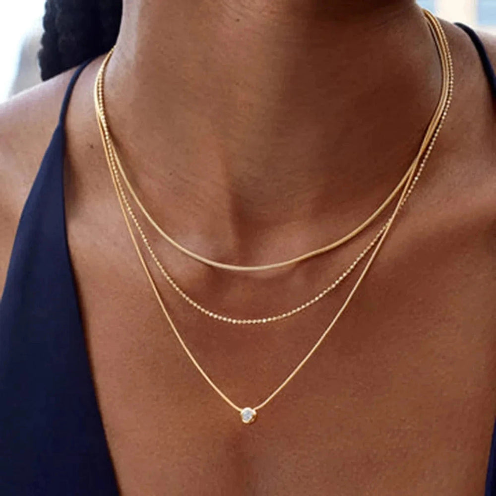 18K Gold-Plated Layered Necklace - Trendsi