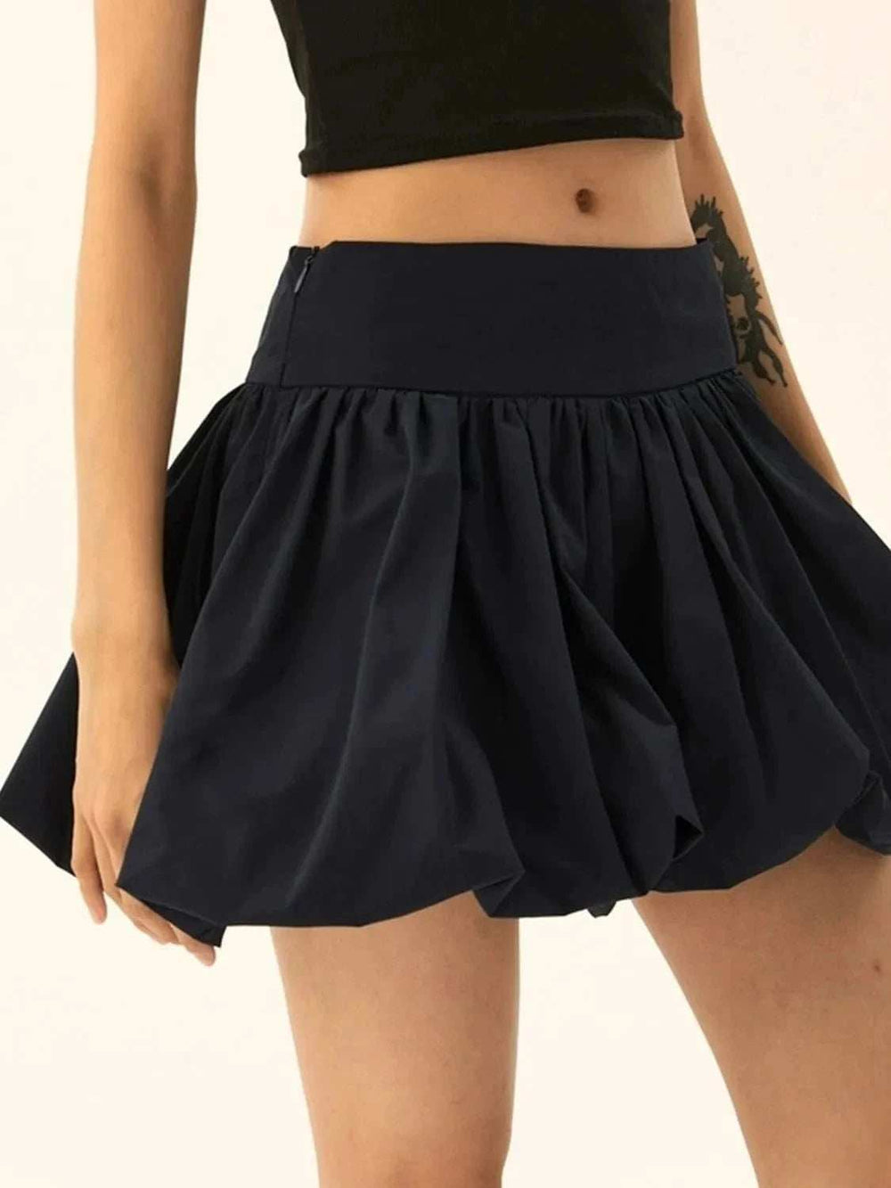 Ruched Bubble Hem Mini Skirt - Trendsi - Flyclothing LLC