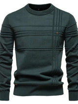 Men's Round Neck Striped Sweater - Trendsi - Flyclothing LLC