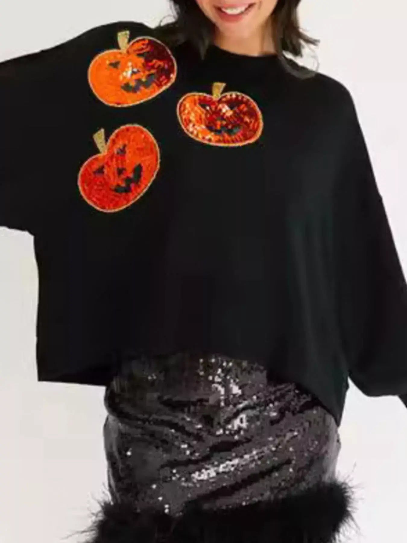 Halloween Pumpkin Round Neck Sweatshirt - Trendsi - Flyclothing LLC