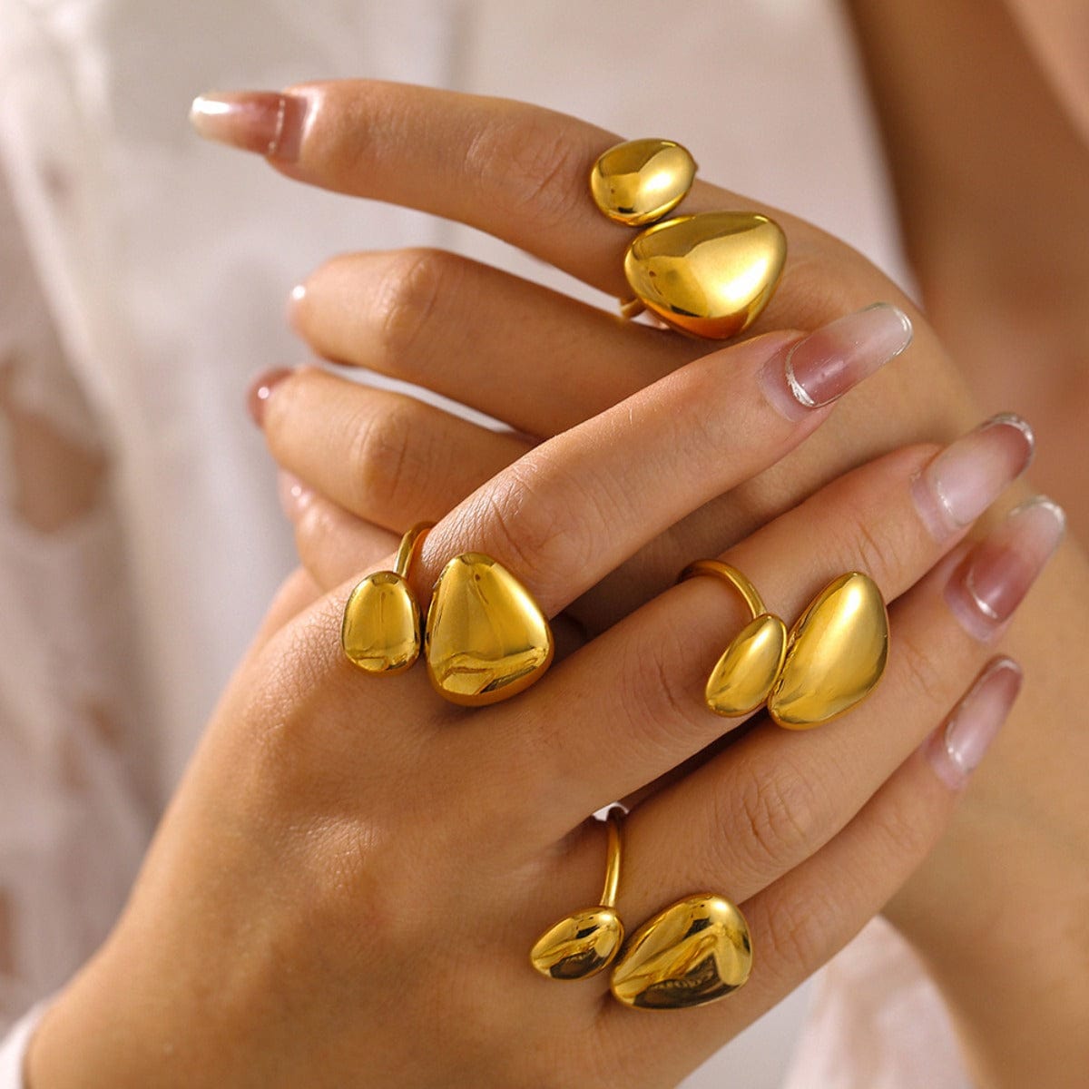 18K Gold-Plated Irregular Bypass Ring - Trendsi