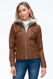 YMI Removable Faux Layered Multi-Pocket Jacket with Fuzzy Hood - Trendsi - Flyclothing LLC