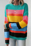 Contrast Round Neck Dropped Shoulder Sweater - Trendsi - Flyclothing LLC