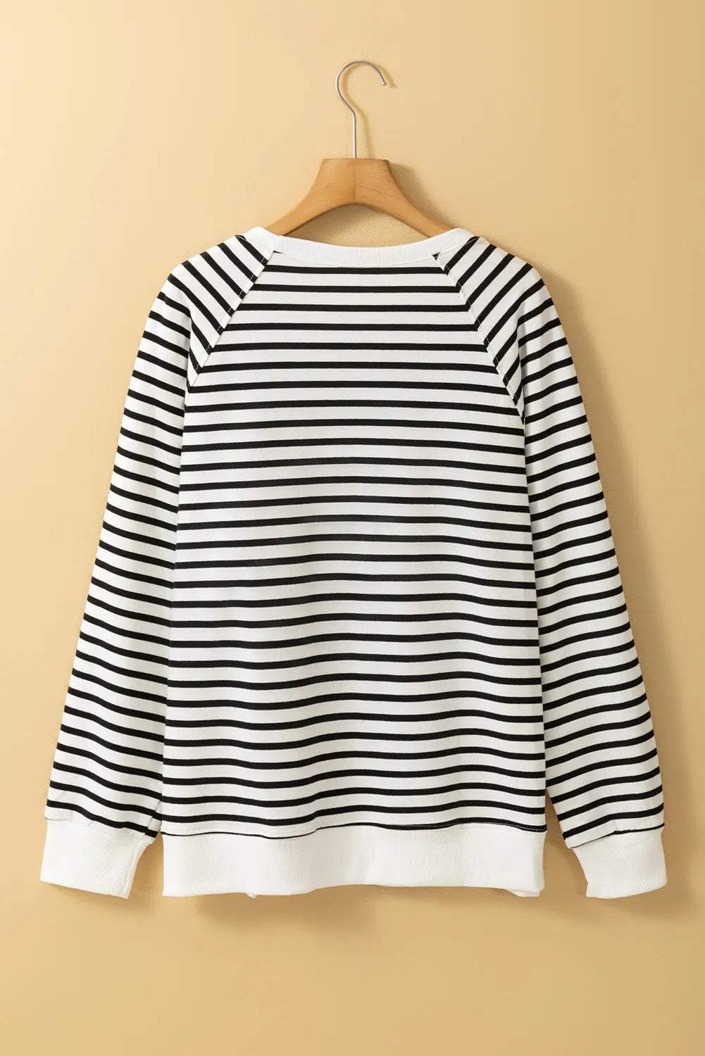 Slit Striped Round Neck Long Sleeve Sweatshirt - Trendsi - Flyclothing LLC