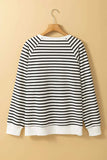 Slit Striped Round Neck Long Sleeve Sweatshirt - Trendsi - Flyclothing LLC