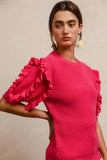 BiBi Ruffle Sleeve Ribbed Sweater - Trendsi - Flyclothing LLC
