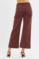 RISEN Tummy Control High Rise Crop Wide No Waist Band Pants - Trendsi - Flyclothing LLC