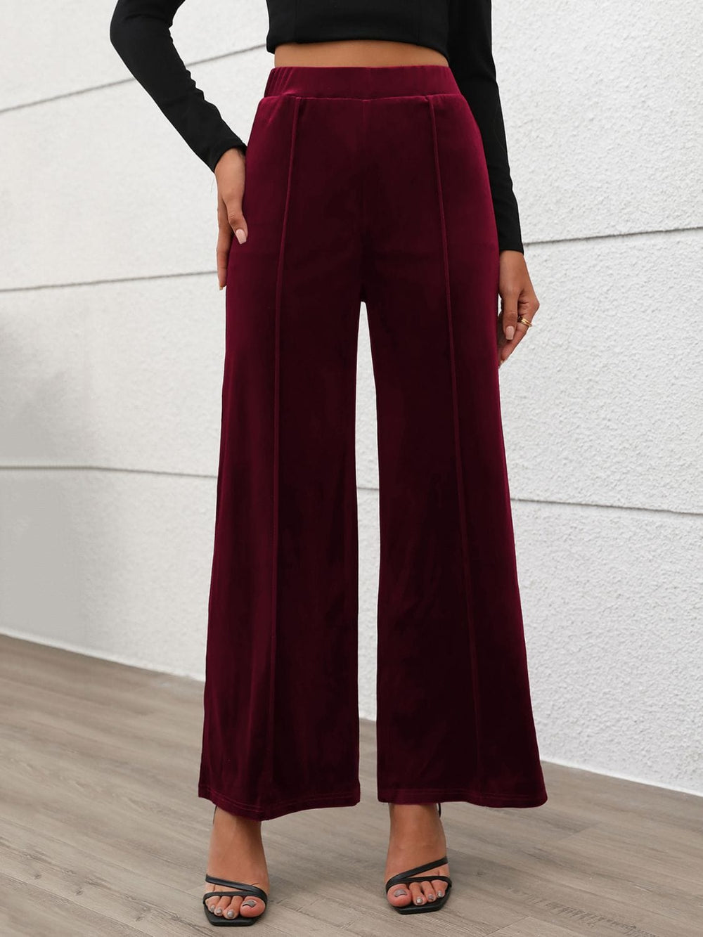 Elastic Waist Wide Leg Pants - Trendsi