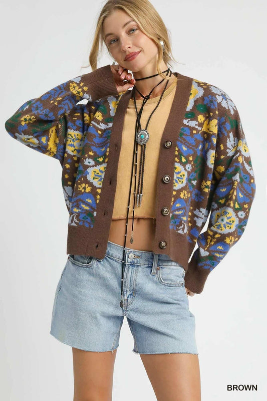Umgee Floral Knit Button-Up Cardigan - Trendsi - Flyclothing LLC