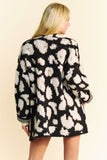 Davi & Dani Leopard Open Front Long Sleeve Cardigan - Trendsi