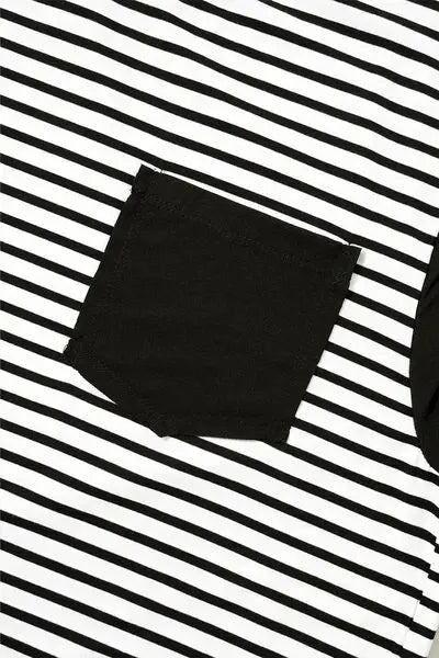 Striped Round Neck Cap Sleeve Top - Trendsi - Flyclothing LLC