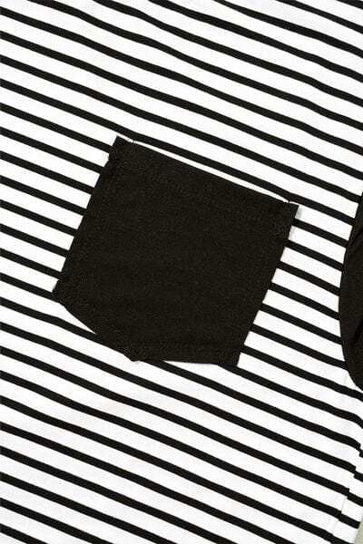 Striped Round Neck Cap Sleeve Top - Trendsi - Flyclothing LLC