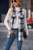 Plaid Button Up Vest Coat - Trendsi - Flyclothing LLC