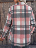 Pocketed Plaid Collared Neck Shacket - Trendsi