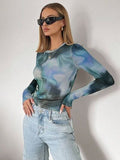 Tie-Dye Round Neck Long Sleeve T-Shirt - Trendsi