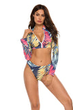 Printed Zip Up Three-Piece Swim Set - Trendsi - Flyclothing LLC
