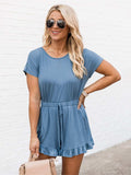 Ruffled Boat Neck Short Sleeve Romper - Trendsi - Flyclothing LLC