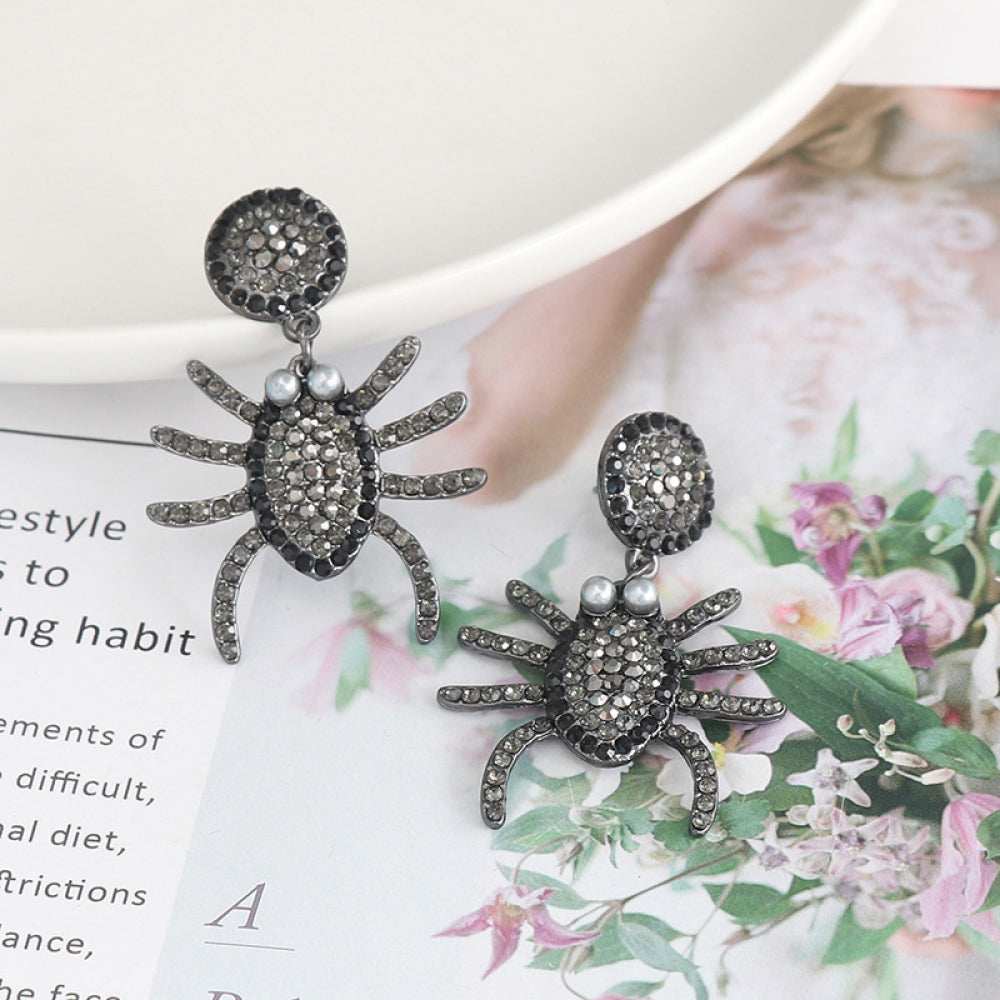 Spider Rhinestone Alloy Earrings - Trendsi - Flyclothing LLC