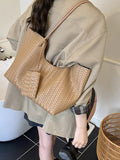 Woven Texture Large Capacity Tote Bag - Trendsi - Flyclothing LLC