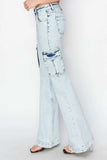 RISEN Full Size High Rise Cargo Flare Jeans - Trendsi - Flyclothing LLC