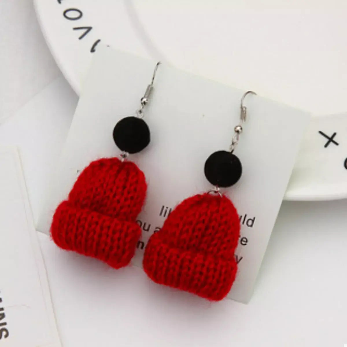 Christmas Knitted Beanie Earrings - Trendsi - Flyclothing LLC
