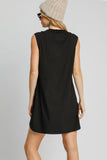 Umgee Round Neck Sleeveless High-Low Curved Hemline Mini Dress - Trendsi