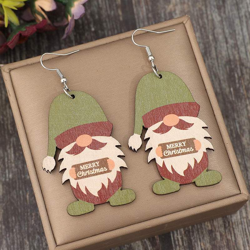 Wooden Gnome Dangle Earrings - Trendsi - Flyclothing LLC