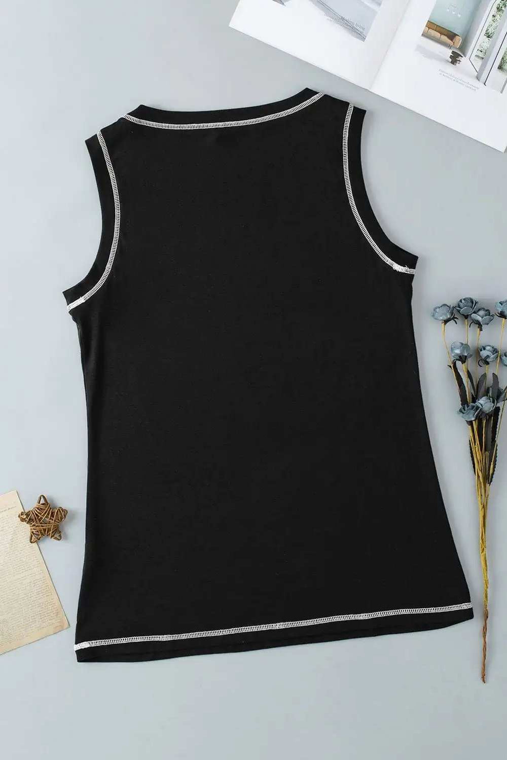 Graphic Round Neck Tank - Trendsi - Flyclothing LLC