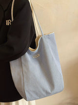 Letter Embroidered Canvas Shoulder Bag - Trendsi - Flyclothing LLC
