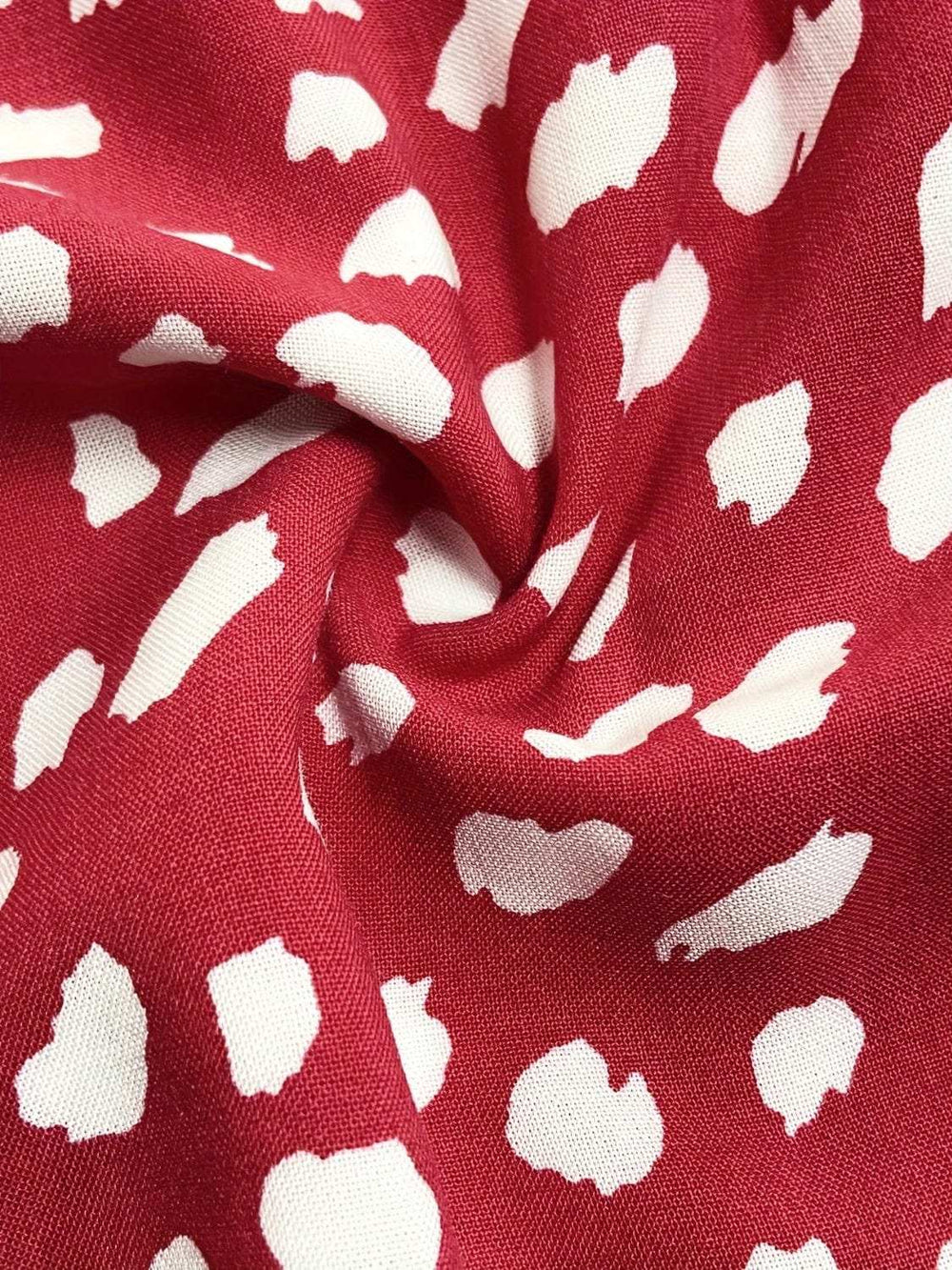 Printed V-Neck Short Sleeve Mini Dress - Trendsi - Flyclothing LLC