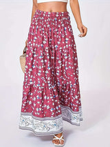 Full Size Tiered Printed Elastic Waist Skirt - Trendsi - Flyclothing LLC