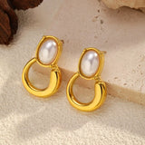 18K Gold-Plated Pearl Earrings - Trendsi - Flyclothing LLC