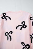 Bow Pattern Round Neck Loose Fit Sweater - Trendsi - Flyclothing LLC