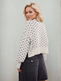 Heart-Patterned Round Neck Sweater - Trendsi - Flyclothing LLC