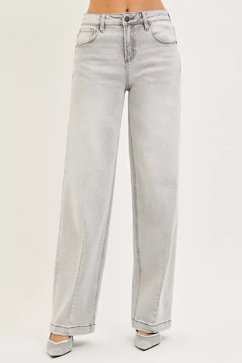 RISEN Slouchy Baggy Jeans with Contrast Stitching - Trendsi - Flyclothing LLC