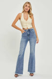 RISEN Full Size High Waist Raw Hem Flare Jeans - Trendsi - Flyclothing LLC