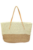 Fame Straw Braided Beach Tote Bag - Trendsi