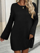 Round Neck Dropped Shoulder Sweater - Trendsi - Flyclothing LLC
