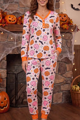 Halloween Pumpkin Print Long Sleeve Home Wear Lounge Set - Trendsi - Flyclothing LLC