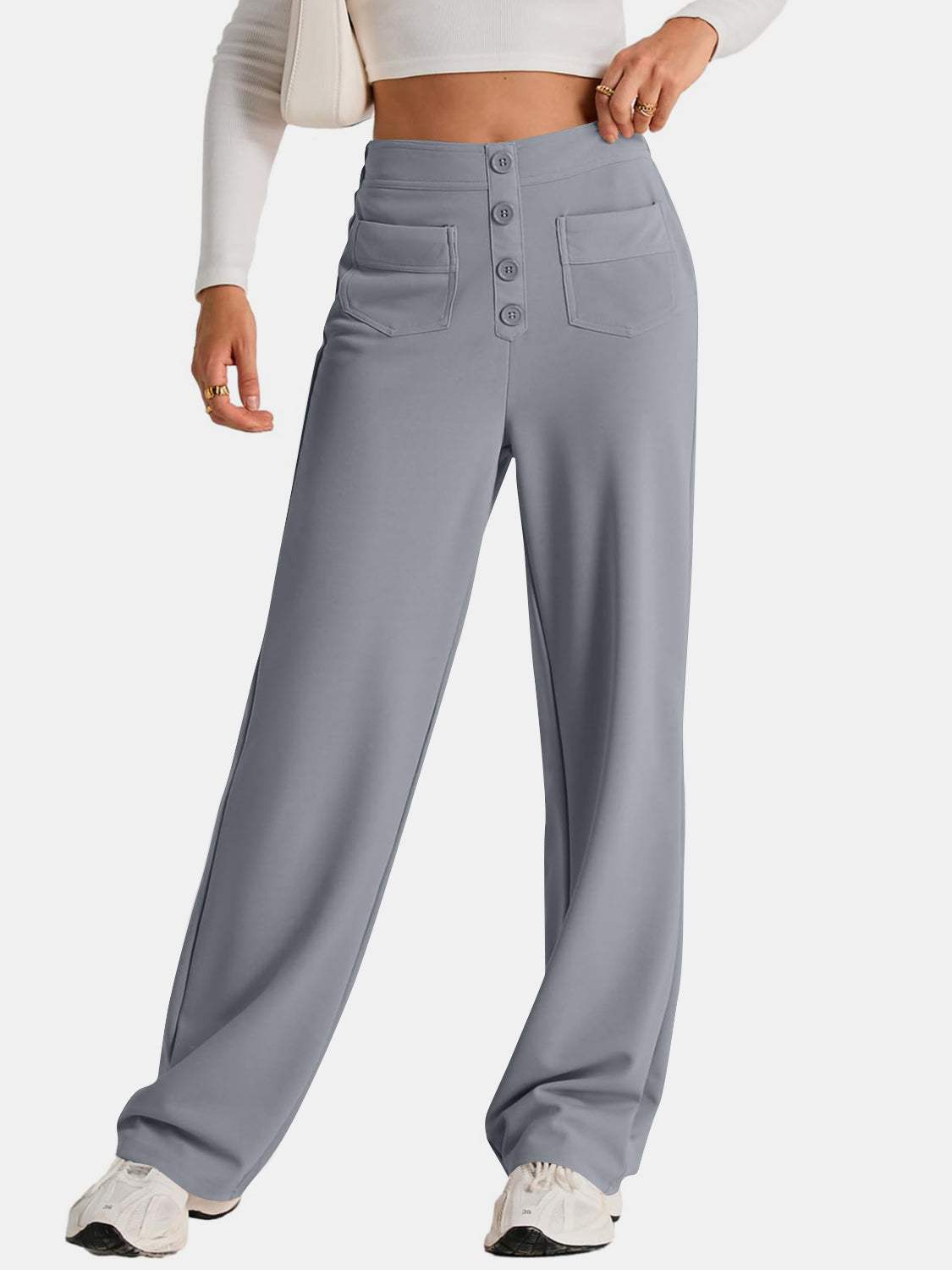 High Waist Wide Leg Pants - Trendsi - Flyclothing LLC
