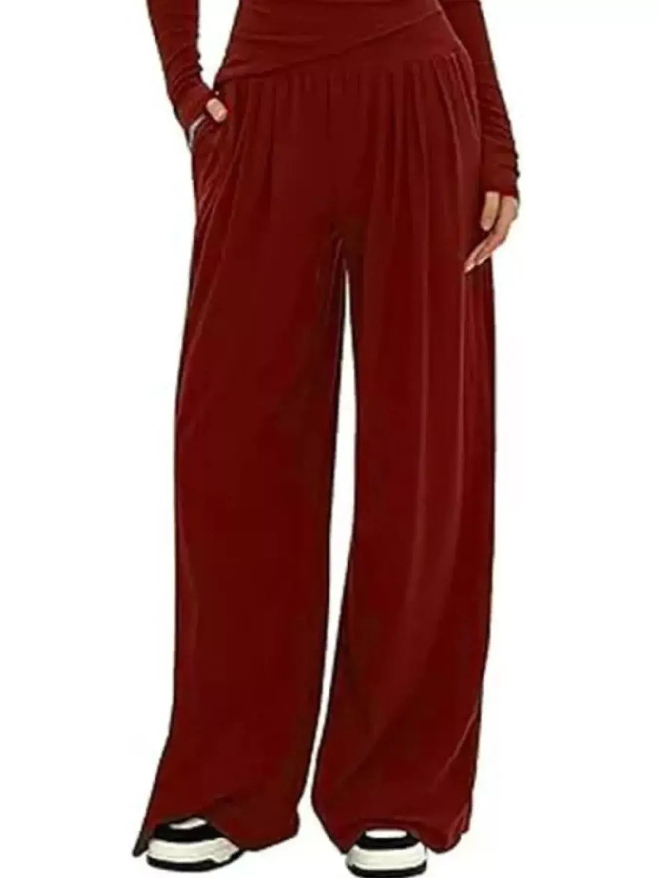 Casual Long Sleeve Top and Wide Leg Pants Set - Trendsi - Flyclothing LLC