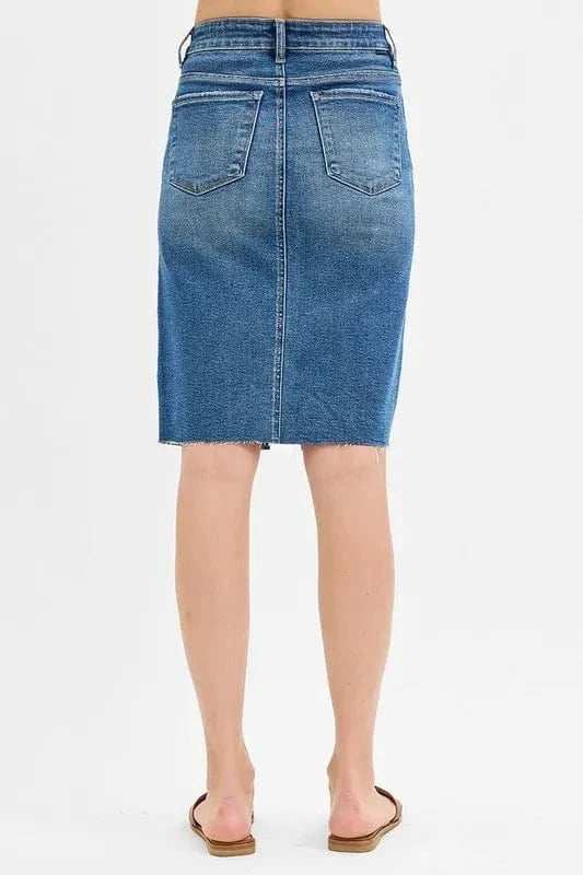 RISEN Full Size High Rise Front Slit Pencil Skirts Plus Size - Trendsi - Flyclothing LLC