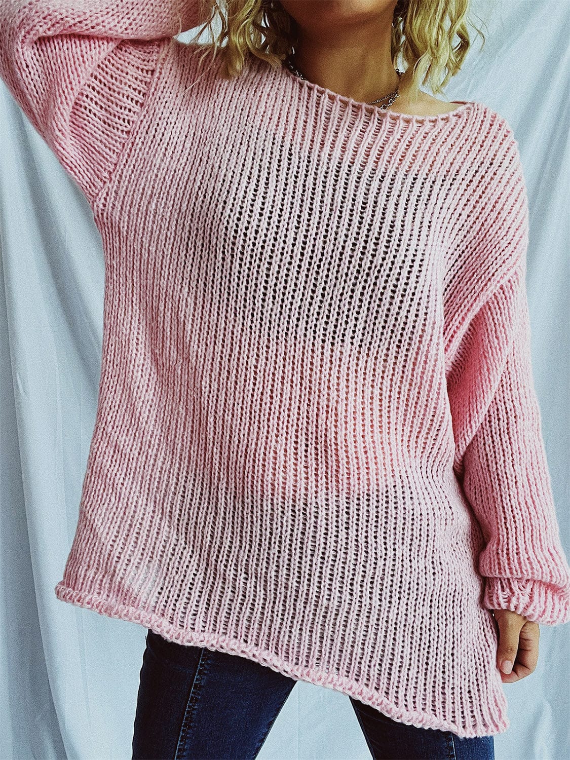 Boat Neck Dropped Shoulder Sweater - Trendsi