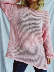 Boat Neck Dropped Shoulder Sweater - Trendsi