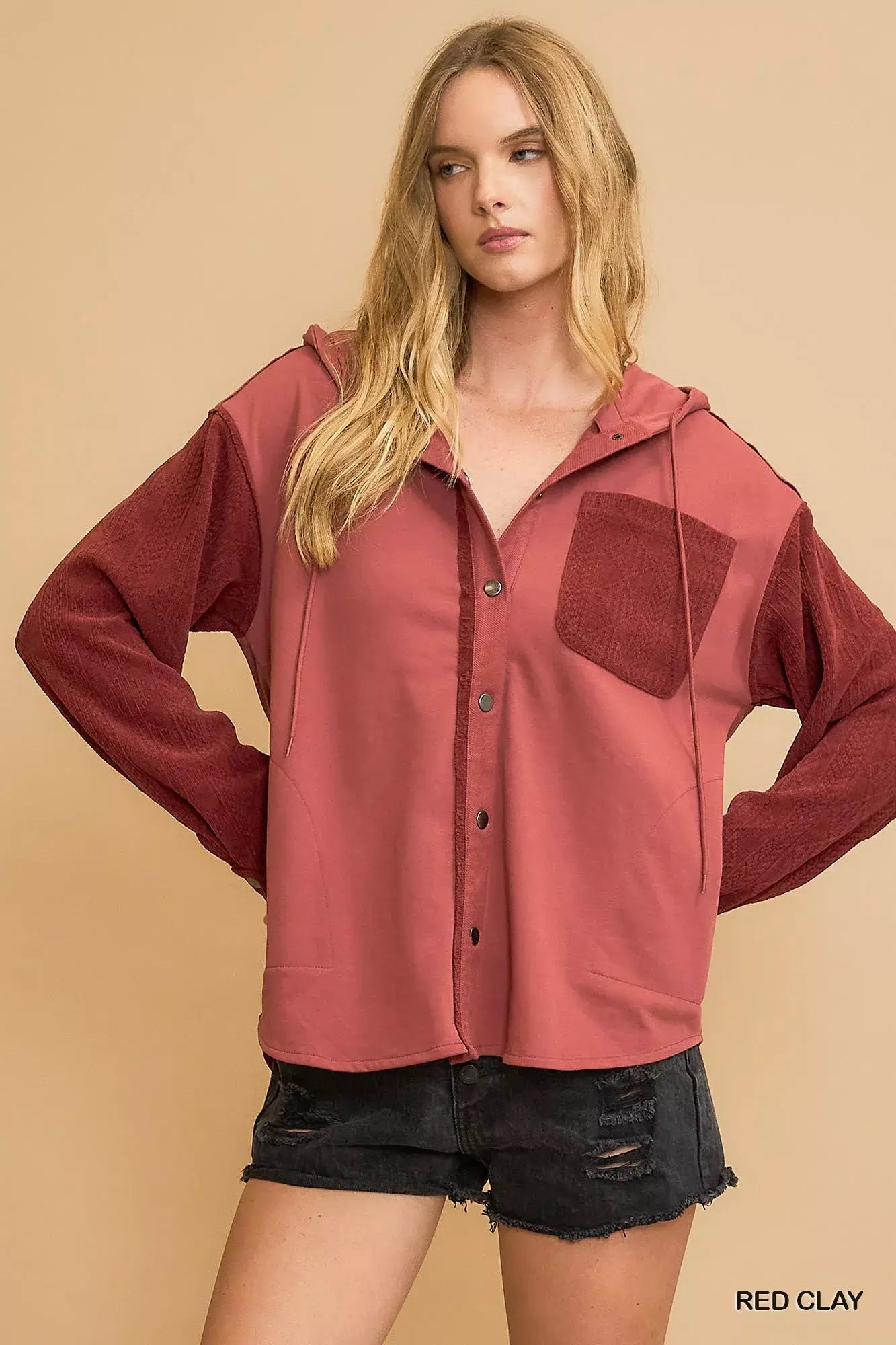 Umgee Washed French Terry Shacket - Trendsi - Flyclothing LLC