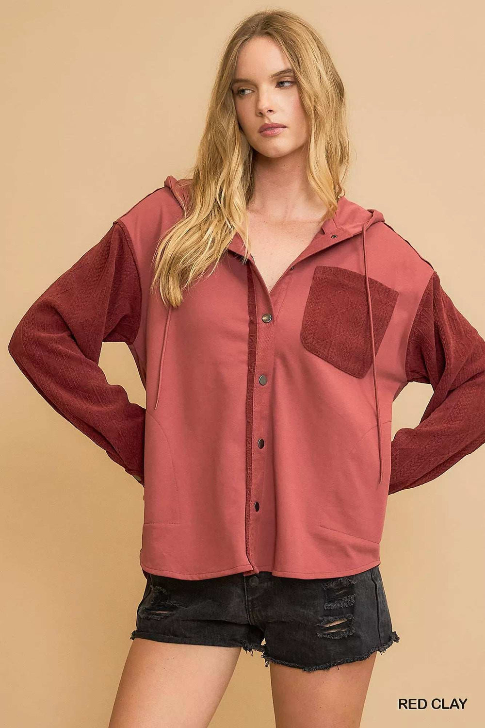 Umgee Washed French Terry Shacket - Trendsi - Flyclothing LLC