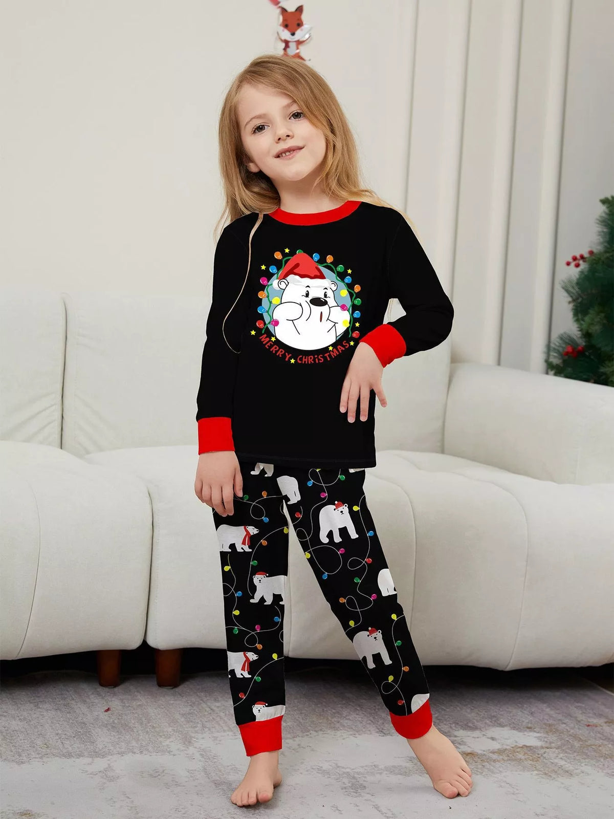 Full Size Family Matching Christmas Pajamas Set with Polar Bear Print Plus Size - Trendsi - Flyclothing LLC